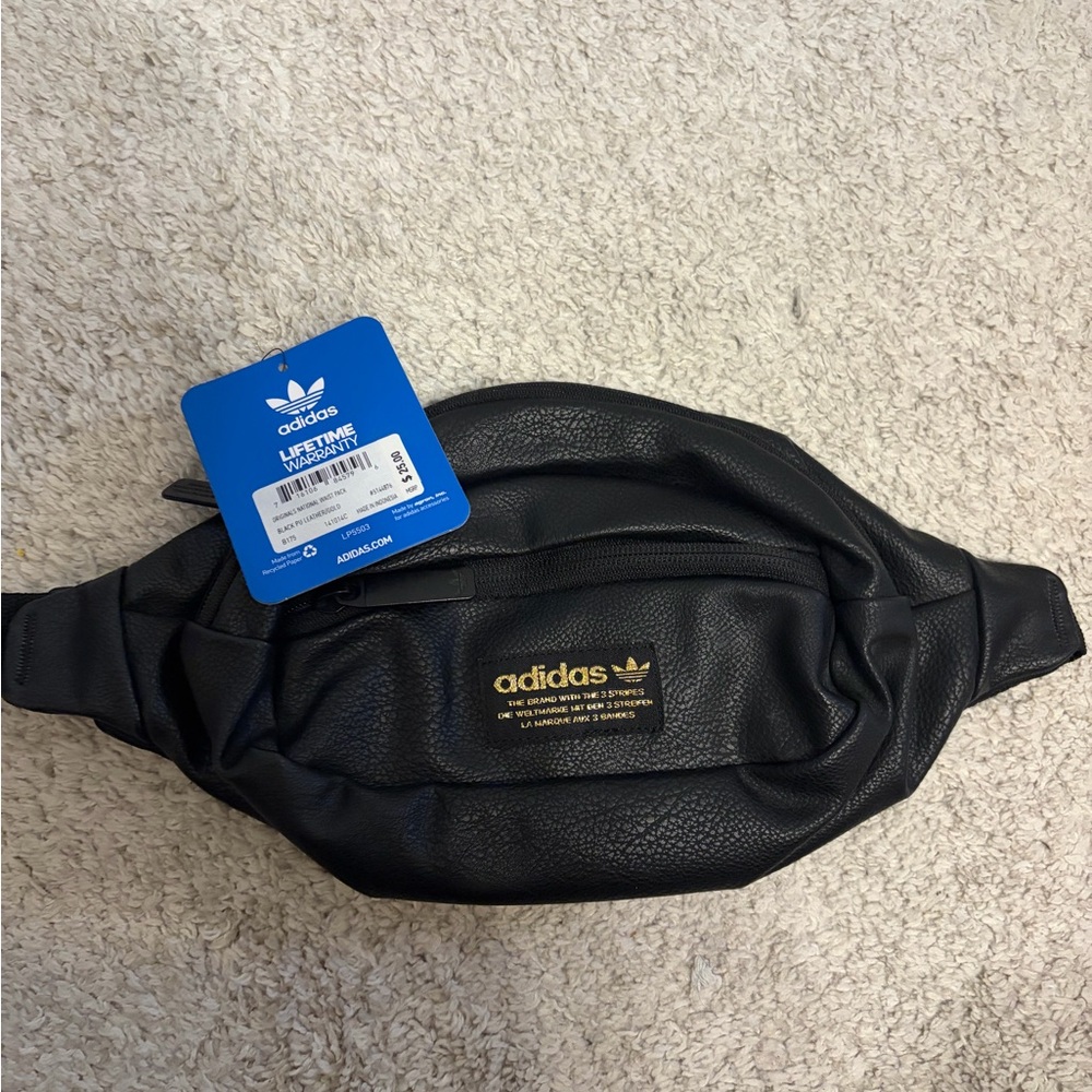adidas Black Crossbody Fanny Pack with Gold Logo